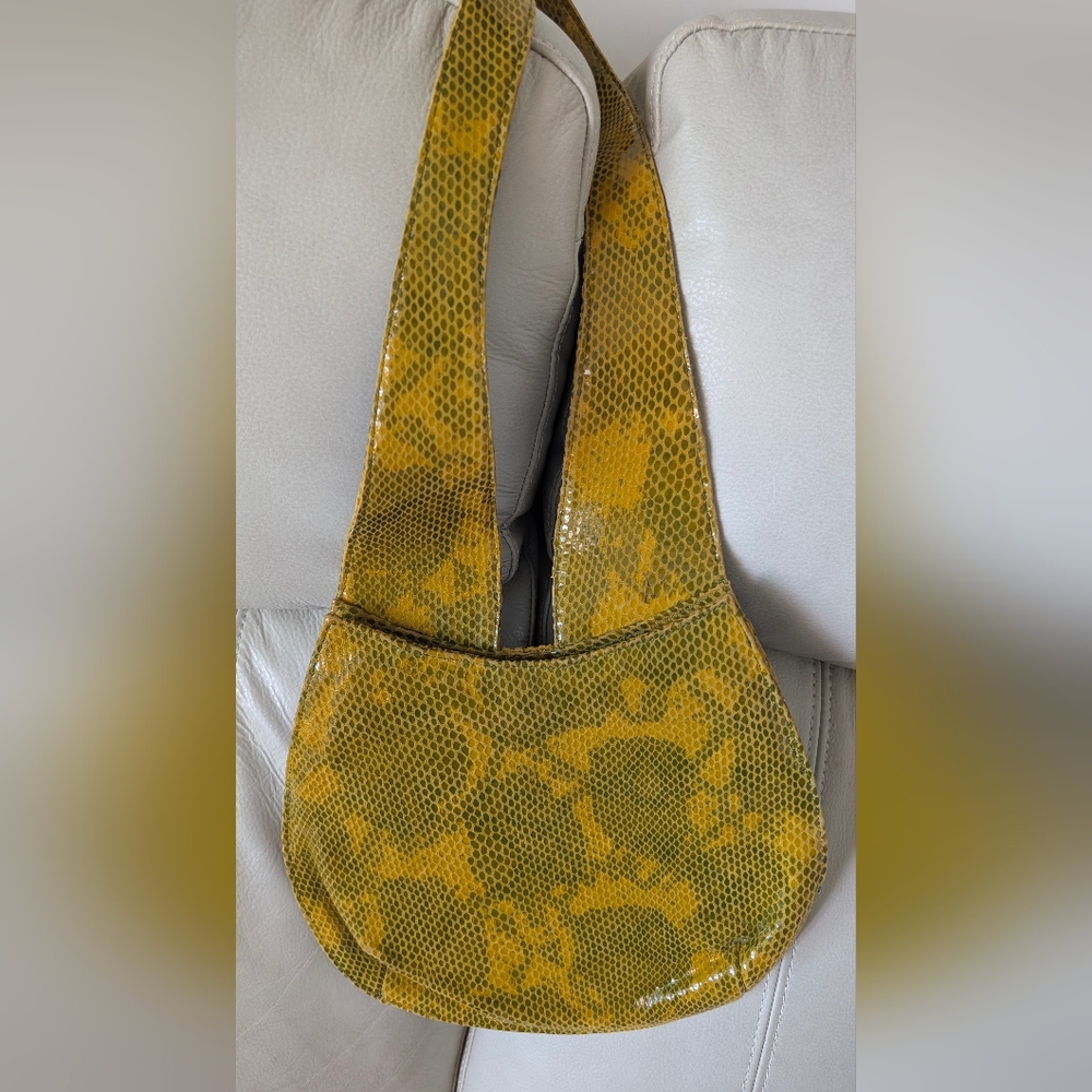 Rare Leyla Mitra Couture Crossbody Shoulder Bag – Yellow Snake Print Leather